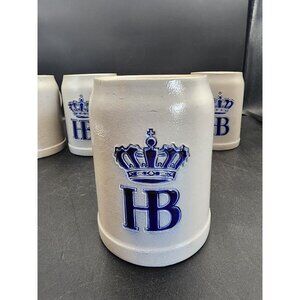 Set Of 2 Hofbrauhaus HB Stoneware Beer Mug Stein West Germany 0.5L Mancave Bar